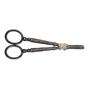 Antique Victorian Sterling Shears Scissors Antique Crafting Sewing Tool Hammered